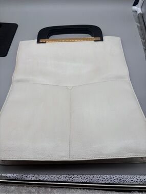 Vintage Gucci White Leather Lucite Handle Structured Tote Bag